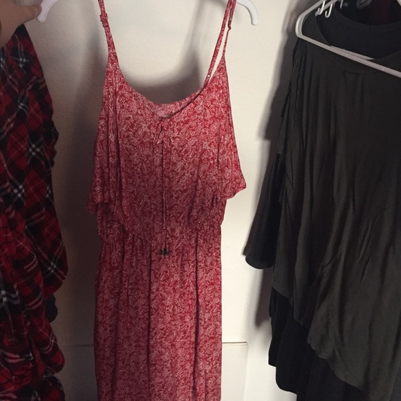 Red and White flowy country style dress