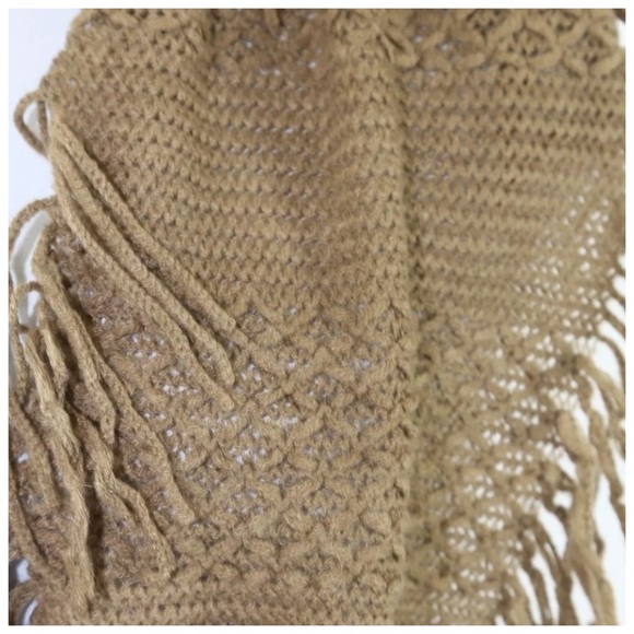 🍂 Soft Knit Fringe Beige Taupe Infinity Scarf B93 - Picture 4 of 4