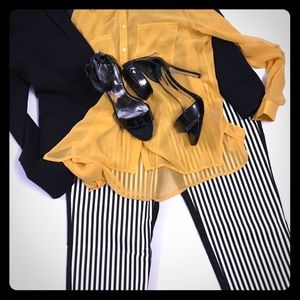 Stripped black and white trouser pant