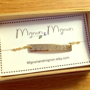 Gold plated dainty bar bracelet (dated) 9/23/93