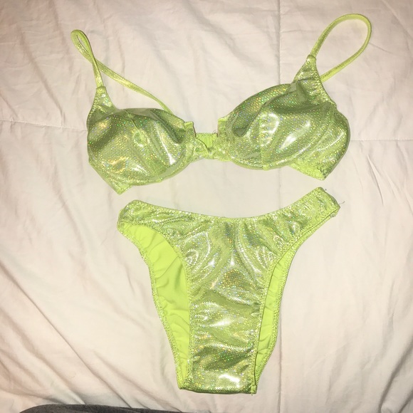 Vintage Lime Green Swimsuit Sz S-M