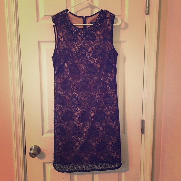 Adriana Papell Navy Lace Shift Dress
