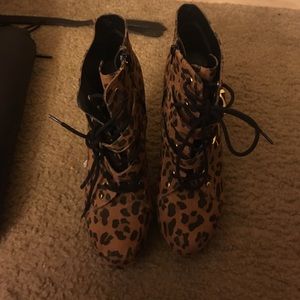 Cheetah print booties