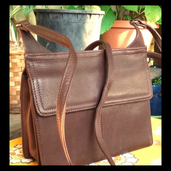 Fossil leather dual flap bag