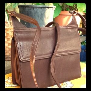 Fossil leather dual flap bag