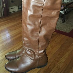 Size 7 Knee high Brown Faux leather boots