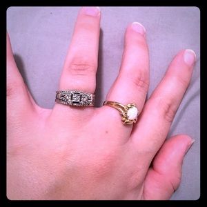 3 piece 10K white gold engagement set.