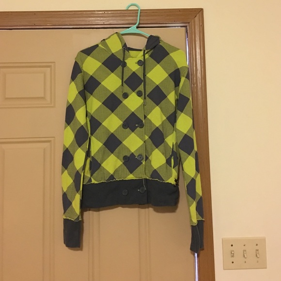 Lime green and gray button up jacket