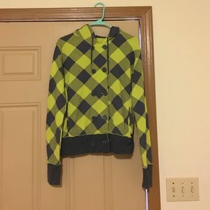 Lime green and gray button up jacket