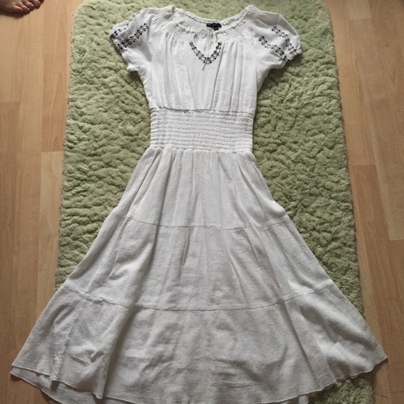 White and Black peasant styled dress.