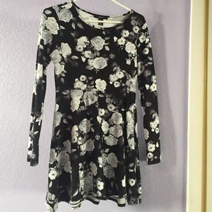 Black and White Floral Skater Dress