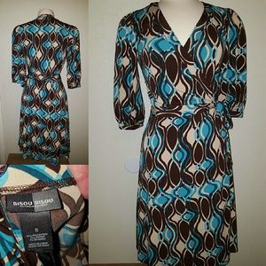 Vintage style 3/4 sleeve wrap dress by Bisou Bisou