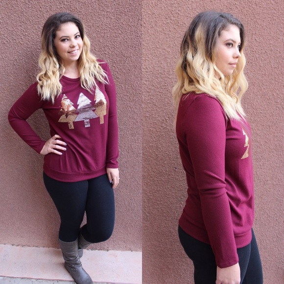 Burgundy Shiny Christmas Tree Top - Picture 2 of 4