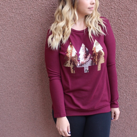 Burgundy Shiny Christmas Tree Top - Picture 3 of 4