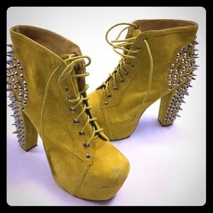 Yellow silver spiked Jeffery Campbells