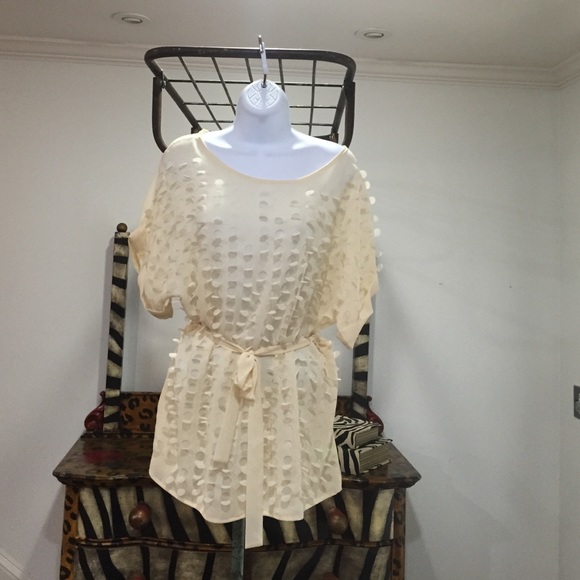 Linea Domani Cream Sheer Tunic Top/dress- Sz L