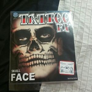 Skull face temporary tattoo