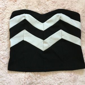 Black and white zip crop top