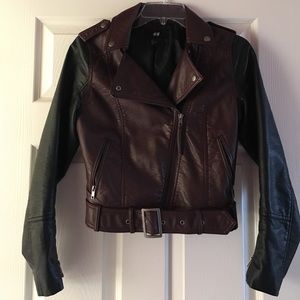 Two-tone faux leather jacket