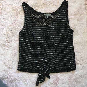 Black and white lace crop top