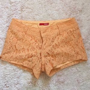 Orange lace shorts