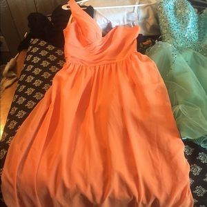 Peach long prom dress