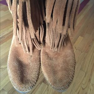 Size 7, Suede, Brown, Fringe Boots
