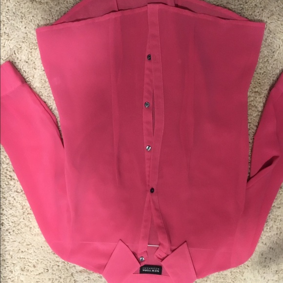 Coral chiffon buttoned down blouse