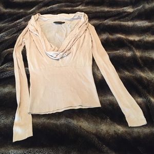 BCBG XS sheer cream colored top