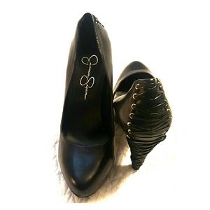 Jessica Simpson black lace up pumps