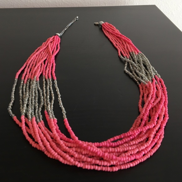 Coral Beaded Statement Necklace