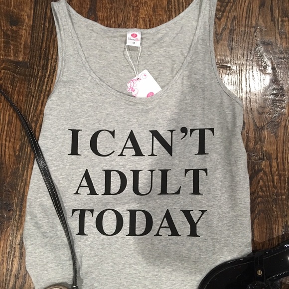 "I Can't Adult Today" tank top in grey - Picture 2 of 2
