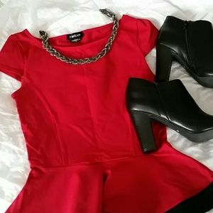 Bebe red peplum blouse