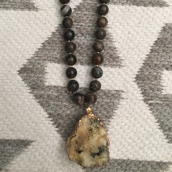 Druzy pendant set necklace - Picture 2 of 4