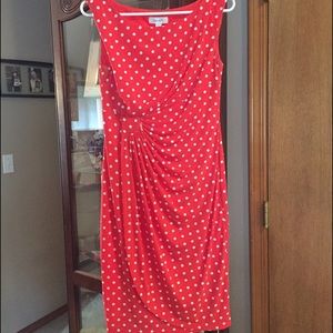 Orange and white polka dot dress