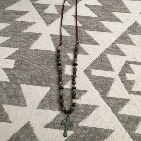 Patina cooper cross necklace
