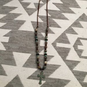 Patina cooper cross necklace