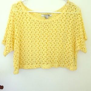 Yellow net crop top