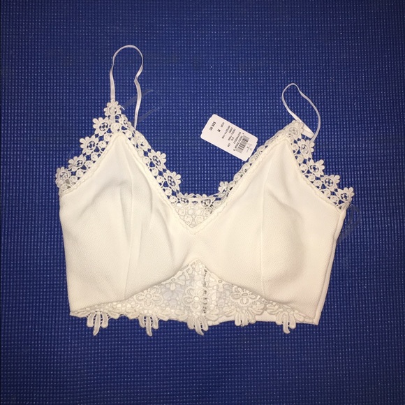 white lace crop top