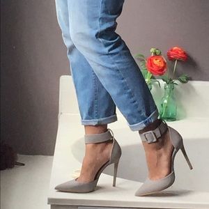 Ankle strap grey stilettos