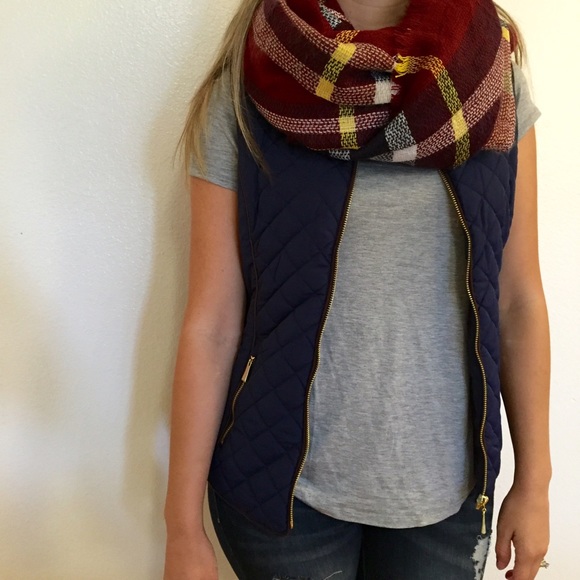 Burgundy Plaid Blanket Scarf LAST ONE! - Picture 3 of 4