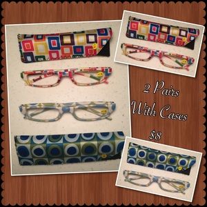 2 Pairs of Readers with Cases