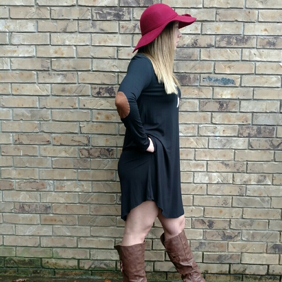 LAST 1 ❄ Suede Elbow Patch Dress w/Pockets - Picture 3 of 7