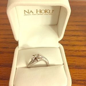 White Gold Plumeria Channel Set Diamond Ring