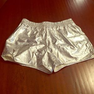 Express silver metallic shorts XS