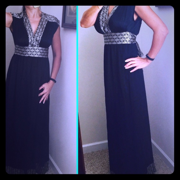 BEBE Black Silk Maxi Dress S