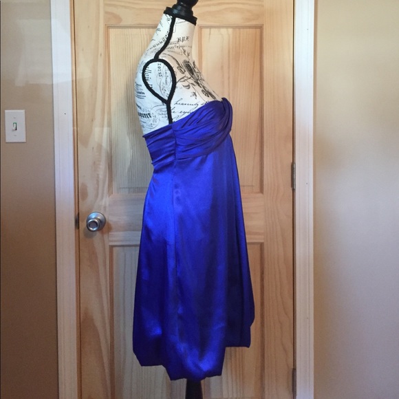 Bubble Prom dress in silky & strapless Royal Blue - Picture 4 of 7