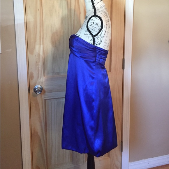 Bubble Prom dress in silky & strapless Royal Blue - Picture 5 of 7