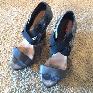 True Religion Studded Wedge Sandals