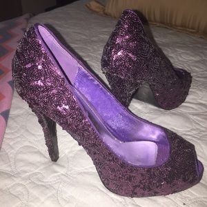 Jessica Paster sz 9 women's purple sequined heels